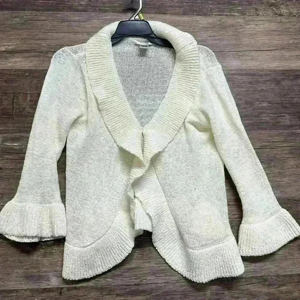 WD.NY Ivory Open-Front Cardigan